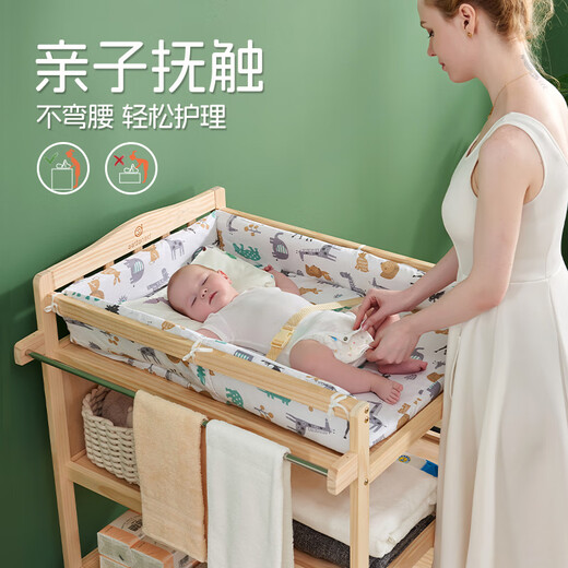 Benetree solid wood changing table baby care table massage and touch multi-functional newborn baby removable crib double changing table (all solid wood) + cotton pad + storage box