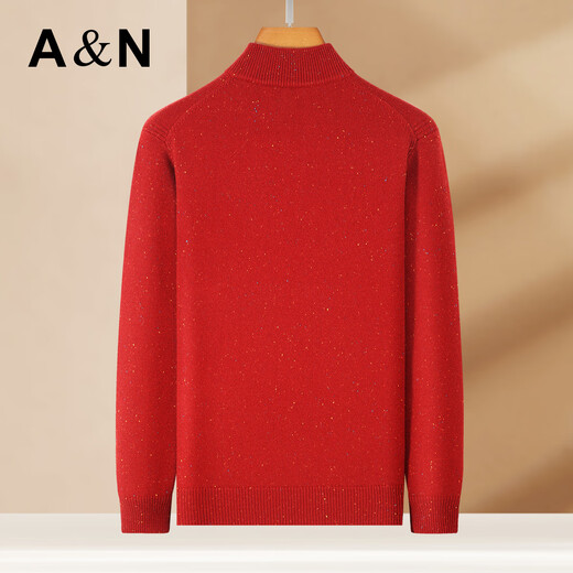 Antonio 400G heavyweight thickened Henry collar light luxury warm cashmere sweater for men 100% cashmere sweater holiday red color dots M /48 170/88A