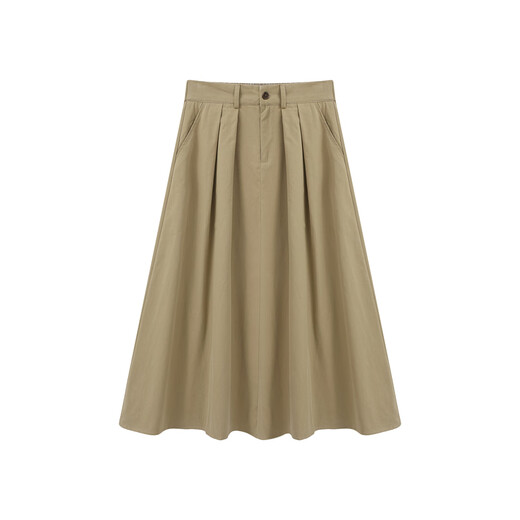 Youxiang Amber Cold Light Khaki Skirt Women's 2025 Autumn New High Waist Slim A-Line Skirt Umbrella Skirt Khaki Belt L L