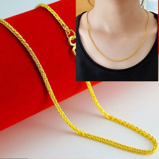 Beimeixing Old Phoenix gold-plated silver necklace for men and women, fashionable and temperament plain clavicle necklace, Chinese Valentine's Day gift. Same style goldfish chain from Old Phoenix Gold Store, 9999, 9.5g. Counter, free exquisite gift box + certificate