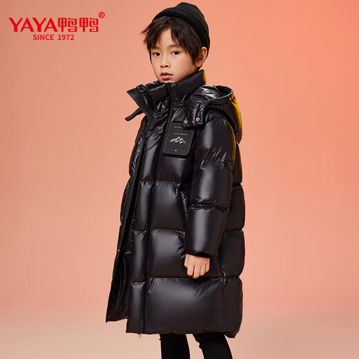 Yaya (YAYA) children's thickened medium-length down jacket for men and women 2025 winter new warm jacket black 170