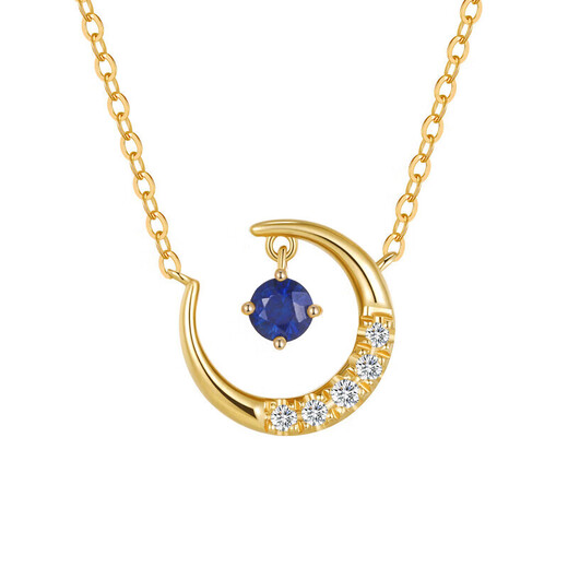 Luanjie red gemstone necklace for women 18K gold diamond. Stone moon pendant elegant clavicle chain holiday gift SF Express Ruby