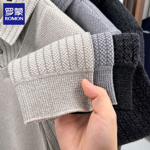 ROMON men's fake two-piece fleece sweater 2025 autumn and winter new warm imitation ferret velvet bottoming sweater men's top 222 camel XL (175) (recommended weight 125-140Jin Jin equals 0.5 kg)