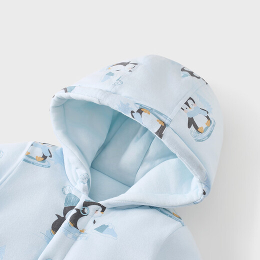 童泰（TONGTAI）婴儿连体衣冬季夹棉宝宝衣服儿童连帽哈衣爬服外出服抱衣 蓝色 80cm