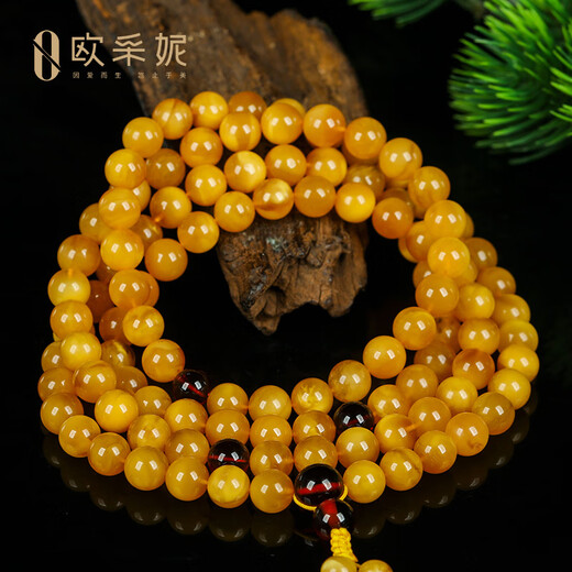 OUCERNY beeswax bracelet collectible presbyopia wax 108 old wax multi-circle natural amber honey-filled bracelet unique item