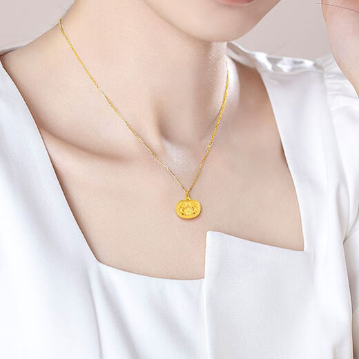 Gold necklace 999 pure gold covered with silver 5D hard gold Ruyi safe lock new Chinese style ethnic style women's necklace pendant filigree Ruyi lock pendant gold content 0.2 grams