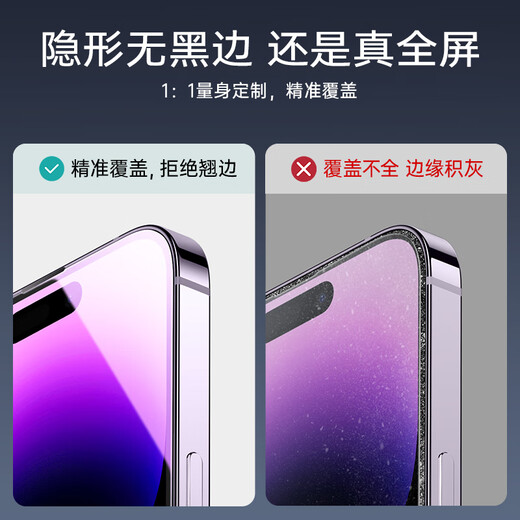 亿色适用苹果14 Pro Max钢化膜iPhone14promax手机膜pm钢化高清抗蓝光防尘指纹无边前保护贴膜