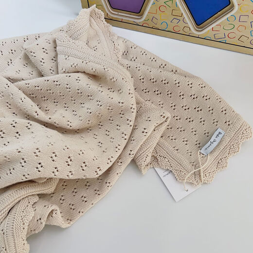 Zailu new four-season children's blanket pure cotton edge knitted blanket baby blanket air conditioning quilt off-white blanket 86 x92cm