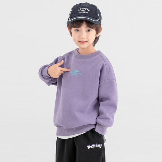 Duojia boys' velvet sweatshirt winter children's clothing long-sleeved casual sports warm bottoming children's simple printed versatile top