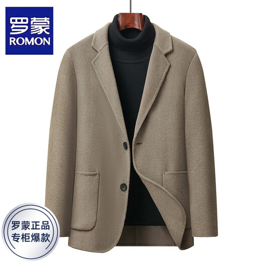 ROMON woolen woolen coat men's new autumn and winter removable duck down lining plus down thickened warm woolen coat black with down lining XL /180 recommended 135-150Jin Jin equals 0.5 kg