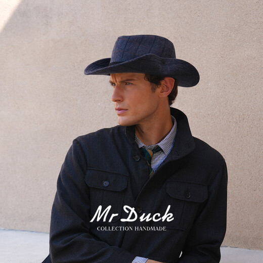 Mr DUCK Autumn and Winter American Western Cowboy Hat Men's and Women's High-end Wool Wool Outdoor Hiking Hat Hiking Warm Sun Hat Danish Brown Gray (Wool Wool) L Suitable for 58-61cm head circumference