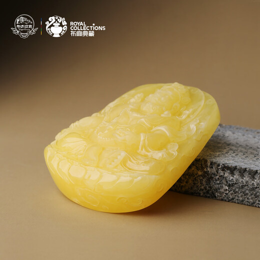 The Potala Palace's unique beeswax yellow carving pendant, braided rope, necklace, necklace, pendant for men and women, birth year gift for boyfriend