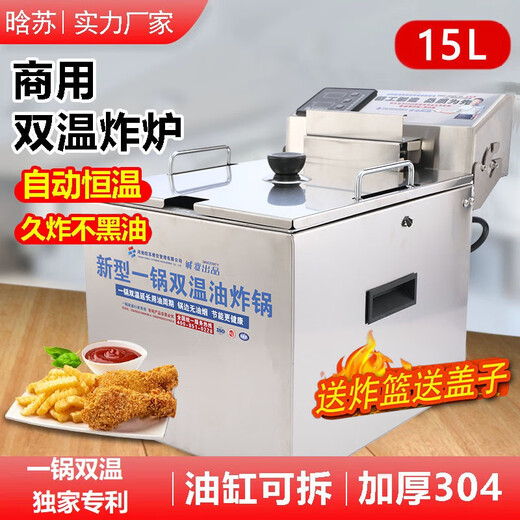 Dual temperature fryer commercial electric fryer new electric fryer double cylinder single cylinder desktop fried chicken fried skewers french fries desktop double cylinder 1 inch 12L