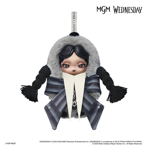 POP MART SKULLPANDA Wednesday plush doll pendant trendy peripheral Christmas gift (Nefermoor College uniform version)