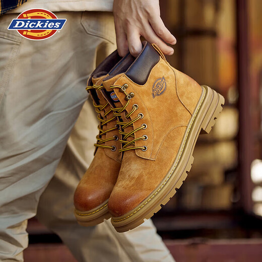 Dickies men's Martin boots high-top fashionable men's boots work boots couple boots men's earthy yellow 41-men's style