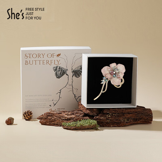 She s Qianzi natural replica of Chinese style embroidery flowers high-end brooch light luxury corsage pin birthday gift for girlfriend