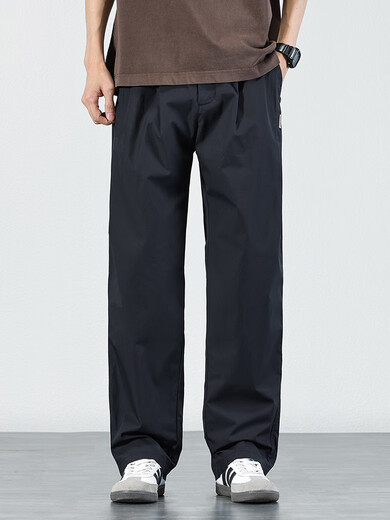 New Balance straight casual pants for men 2025 spring and autumn simple solid color loose trousers trendy wide leg pants autumn black L 130-150Jin Jin equals 0.5 kg