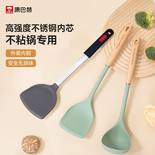 Cornbach silicone spatula household food-grade spatula spoon non-stick special cooking spatula high temperature resistant spatula high-grade gray silicone spatula baby grade silicone丨high temperature resistance and no odor food-grade silicone|healthy no odor|non-stick pan special