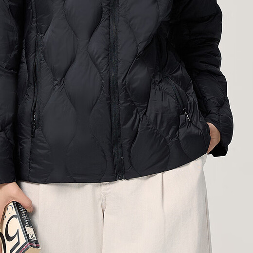 Bosideng Manufacturer Autumn Stand Collar Line Lightweight Slim Fit Down Jacket Multifunctional Cardigan Jacket Women Black 2XL (130-140Jin Jin equals 0.5kg)