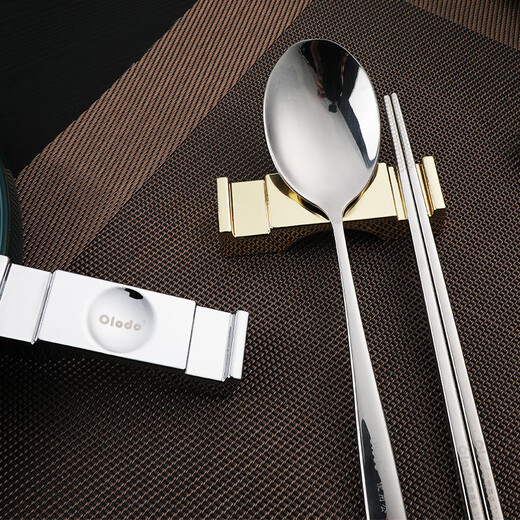 Olodo thickened chopstick holder, commercial alloy chopstick holder, chopstick holder, spoon holder, male chopsticks, male spoon, chopstick holder, wine table setting, chopstick pillow, natural silver, thickened and lengthened, holds a spoon, 2 pairs