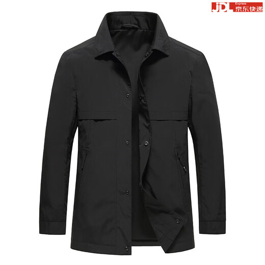 BOSS business casual jacket men's 2025 new autumn single-breasted high-end brand middle-aged men's thin cotton jacket black 4XL 195 suitable for 185-205Jin Jin equals 0.5 kg
