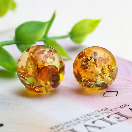 Shimei genuine natural 7A collection grade flower amber loose beads beeswax amber single bead bracelet Buddha bead DIY inlaid pendant accessories 7A collection grade 10MM