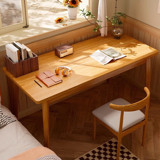 Table simple rental house computer table bedroom home girls small apartment study desk desk workbench bold table legs solid wood color 100*60cm