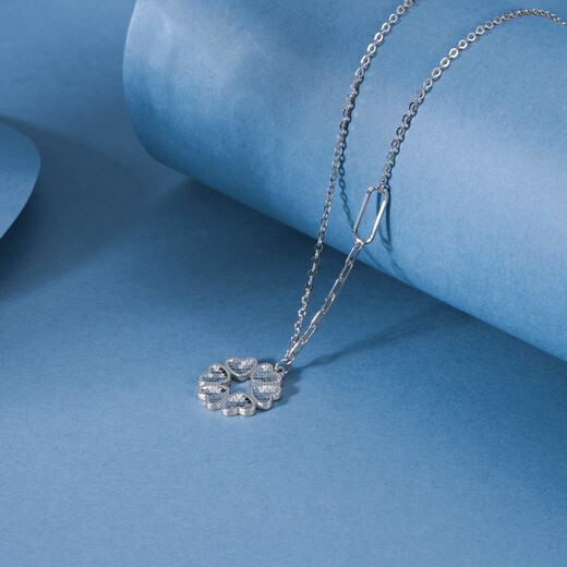 Zhaoliang PT950 platinum six-manged heart pendant crushed ice platinum necklace clavicle chain pendant Chinese Valentine's Day gift for girlfriend 7.07 g