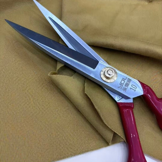 永德利槽口剪刀服装剪裁缝剪正品裁布缝纫锰钢不锈钢大剪刀 红色(赠送皮尺) 10寸