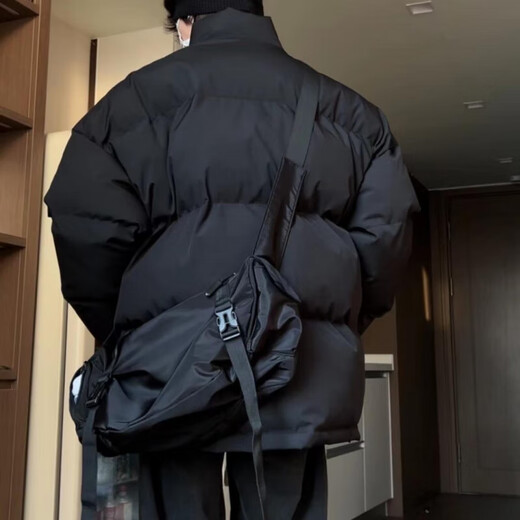 Down jacket men's winter 2025 new autumn and winter style trendy bread coat loose winter clothing trendy brand thickened jacket black 3XL
