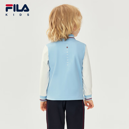 FILA children's clothing long-sleeved T-shirt 2025 winter new style boys and girls long-sleeved POLO collar top innocent blue-LB 130