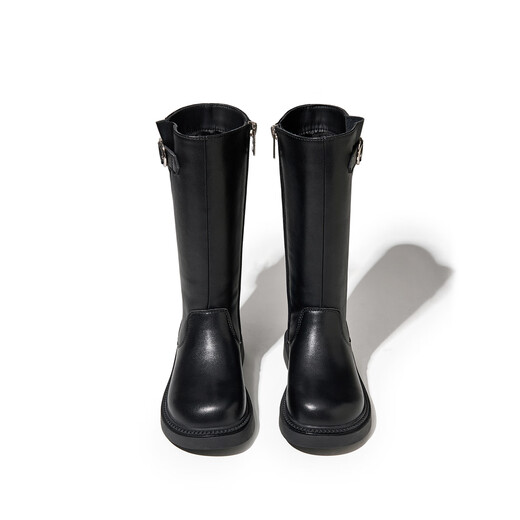 Red Dragonfly Children's Shoes Girls 2025 Winter Children's Cotton Shoes Leather Boots Black High Boots Q54BM073 Black 35