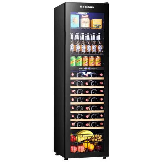 Bacchus red wine cabinet thermostatic cabinet embedded household multi-functional single door double temperature refrigerator air-cooled frost-free office restaurant fresh ice bar beverage cabinet vertical display cabinet tea cabinet YC-208 dual temperature 3-in-1 ice bar + tea + wine cabinet 40 bottles