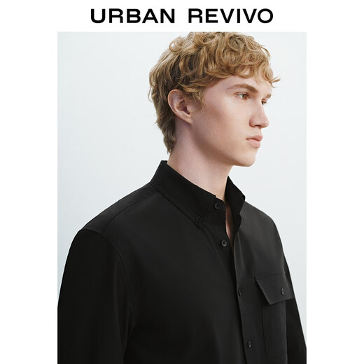 UR2026 spring new men's simple temperament commuting versatile lapel cardigan shirt UMM250050 black L