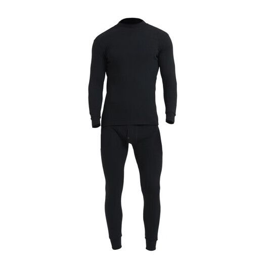 
[Anti-static] Autumn clothes and autumn pants for men's youth thin cotton sweater thermal underwear set base inner layer black [round neck] XL