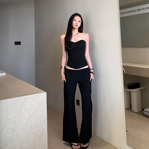 E7 Life E7Q8 American sexy fishbone vest for women 2023 new black hot girl slimming short bottoming top black XS