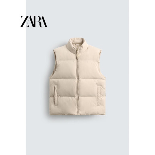 ZARA2025 autumn new product men's slim straight stand collar sleeveless cotton vest 0029440 707 tan S (175/92A)