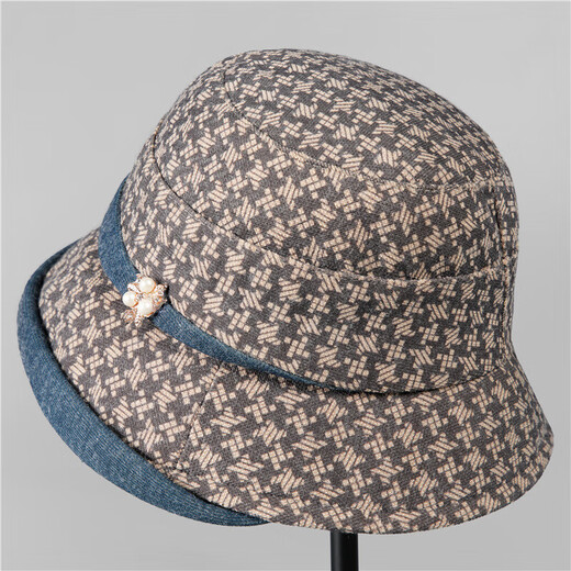 Middle-aged and elderly women's autumn and winter mother's basin hat grandma's warm fisherman hat old lady's casual and versatile blue