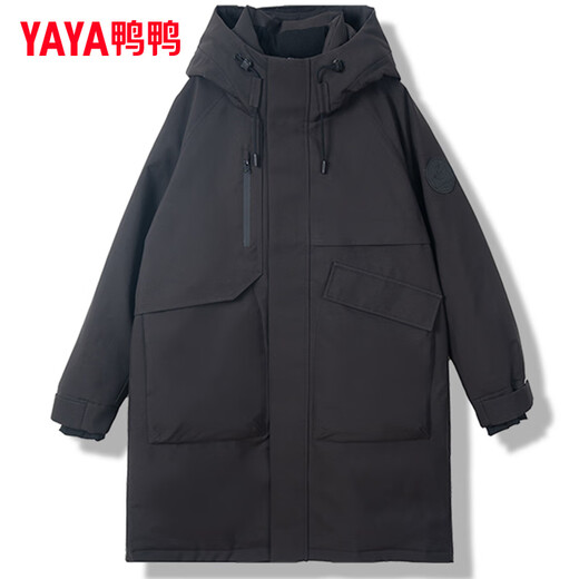 Duck Ou Hao same style down jacket for men and women medium length 2025 winter new cold-proof workwear parka warm jacket thick YX black XL 180/96A (XL)