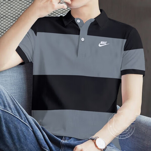 耐克（NIKE）OLO衫短袖翻领夏男士休闲健身纯棉刺绣条纹训练上衣运动T恤 FN3895-010 S码/100-120斤