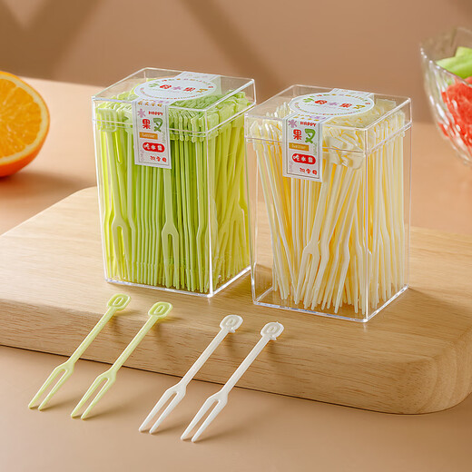 Home KATEI STORY Japanese disposable fruit fork set fruit pick children's food grade plastic double fork eating cake dessert small fork