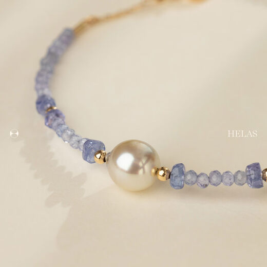 Hera 18K gold highlight Akoya seawater pearl tanzanite gem baroque pearl hand-cut colored gemstone 18 points 5cm tanzanite baroque pearl hand-cut 6-8mm