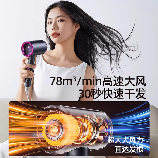 Xiaomi Baby Series Hair Dryer Dormitory Silent Blue Light Negative Ion Household High Power Non-Hurting Power Generation Hair Dryer Space Gray 800W Third Gear + Blue Light Negative Ion