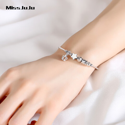 Miss JuJu pt950 platinum queen crown bracelet for women platinum fashion star small waist transfer bead bracelet weight 7.4-7.6g (53-57mm can be worn)