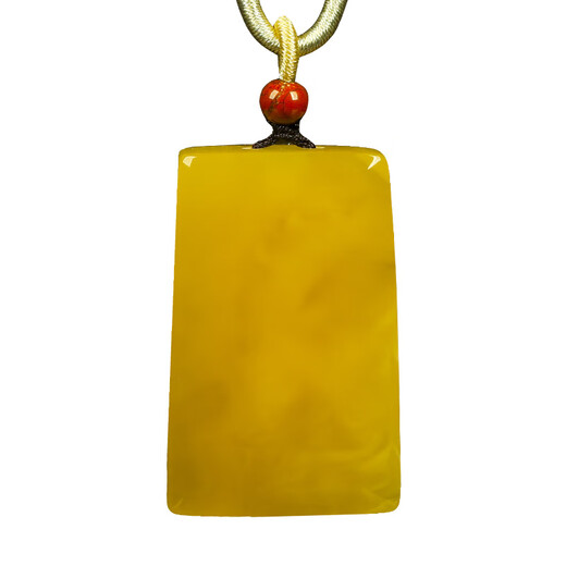 OUCERNY beeswax pendant, unique Ping An Wu Shi brand, natural amber raw stone, chicken fat yellow Xinman honey square brand hanging chain