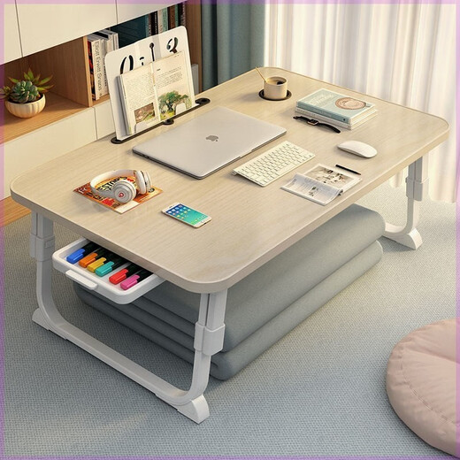 MPPMCK plegable mesa pequeña cama de cama para computadora portátil cama cama cama cama cama dormitorio sit sable mesa de estudio perla blanca + elevación de tres pilas 60x40-US 14066