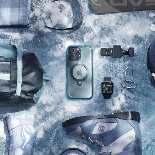Tulas Fulcrum Shell Q3air [Les boutons de la caméra sont tous inclus | Airbag anti-automne] pour Apple 17Promax Mobile Phone Case iPhone16pro Magnetic Bracket 15 Transparent Matte [Glacier Racing] Nouveau support Rotation Bracket + Airbag anti-Fall iPhone16Promax