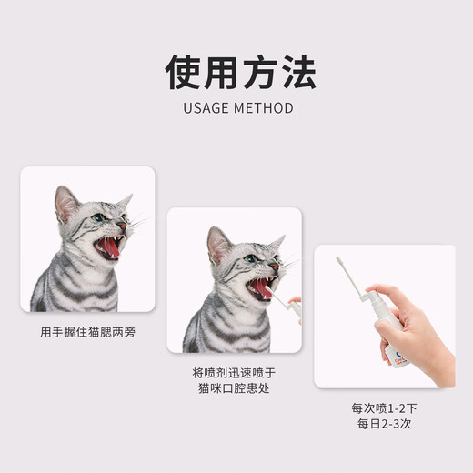 Dr. Vite's Cat Stomatitis Package Stomatitis Spray for dogs with oral ulcers, red and swollen gums and drooling, cleaning bad breath and removing odor, 1 box of stomatitis tablets (16 tablets/box)