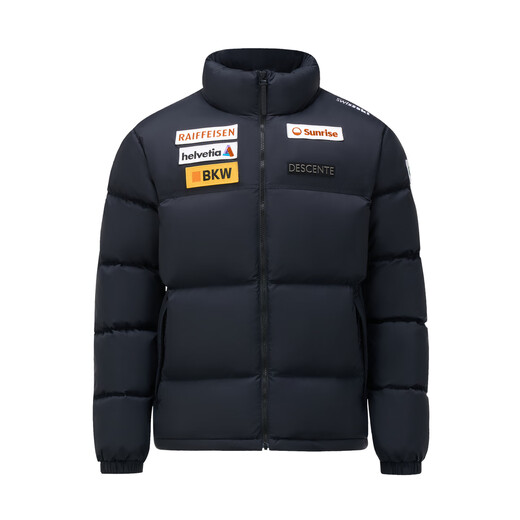 DESCENTE casual sports Swiss national team collaboration short sports down jacket for men and women BK-black-D5493SDJ68 L (175/96A)