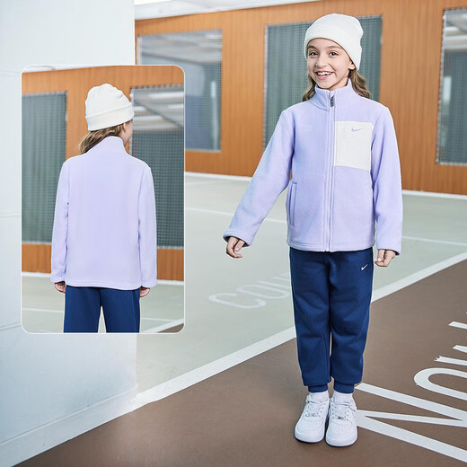 NIKE3BRAND Nike boys and girls stand collar jacket winter new polar fleece children's warm and comfortable jacket